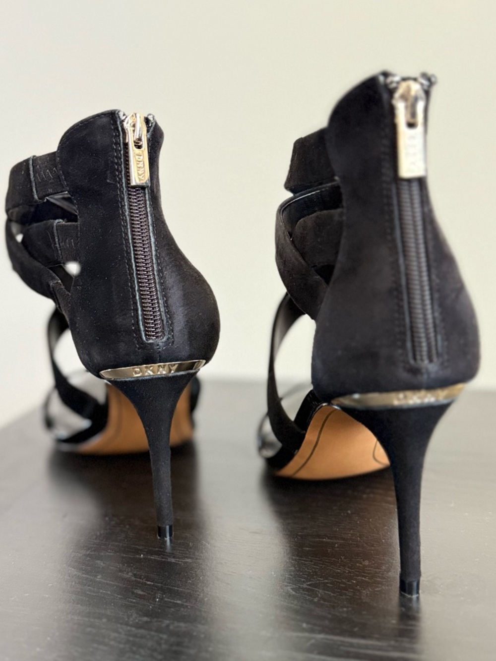 DKNY Iggi Black Strappy Heels Size 10 NIB Patent Toe Stiletto Sandals - Picture 10 of 13